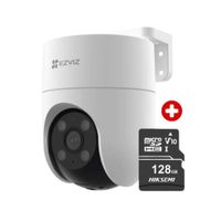 Cámara de seguridad para exterior Ezviz H8C Full HD 1080p Wi-Fi, visión 360°, IA, audio bidireccional, con microSD 128GB, blanco